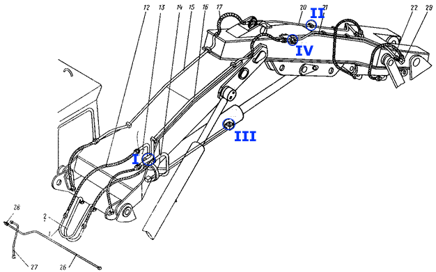 Гидроразводка оборудования :: прямая лопата 4121А.05.11.000